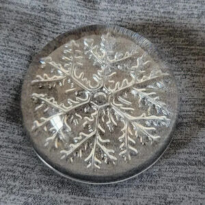 Snowflake Paperweight Vintage Lead Crystal Made in France 3 1/2" Heavy